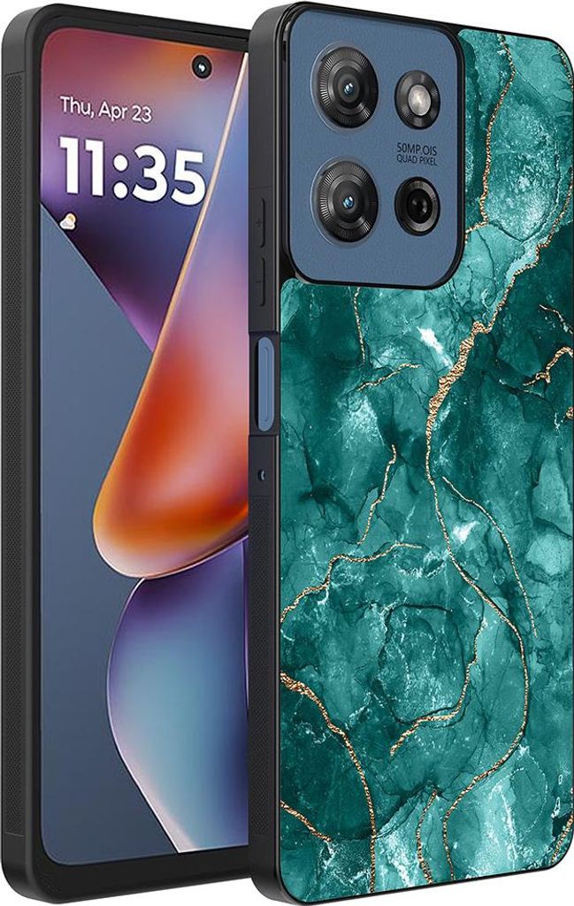 Smartphonica Phone Case Fit für Motorola Moto G 2025 mit Marmor-Druck - TPU zurück Abdeckung Fall Marmor-Design - Gold Grün