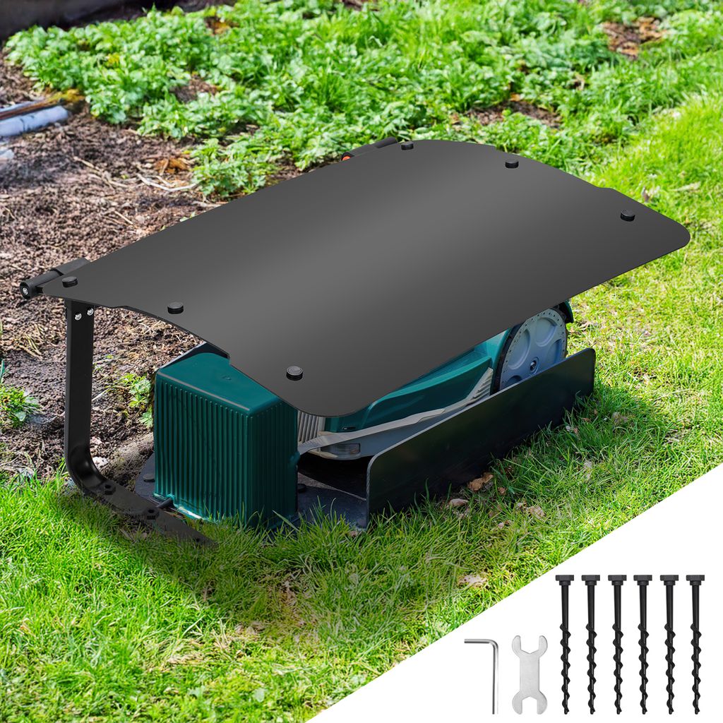 TolleTour Rasenmäher Garage für Mähroboter Carport Klappbare Überdachung DachStahlrahmen Metall Pulverbeschichtet 73x57x40cm Schwarz