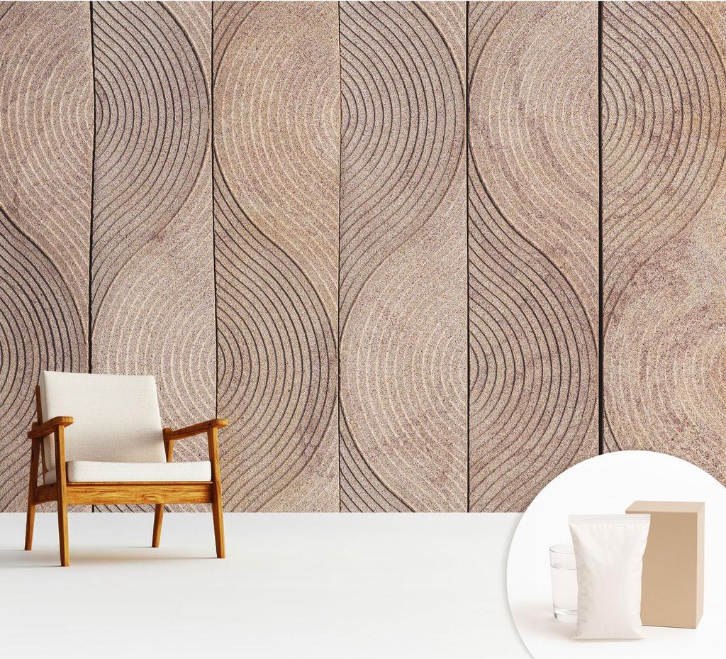 Fototapete - 312x219 cm - Tapete - Wandtapete - Wandbilder - Dekofolie - Tapete Folie - Wand - Dekoration - Wohnzimmer - Wellen aus Holz