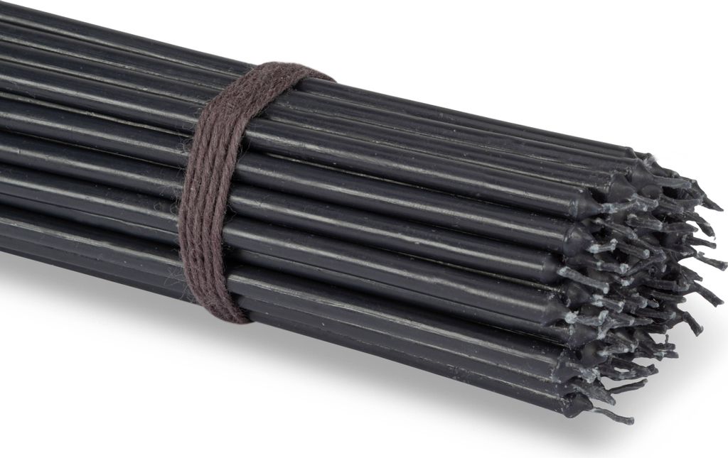 100x Stabkerzen schwarz Tropffrei L 15cm Altarkerzen Produktbild 