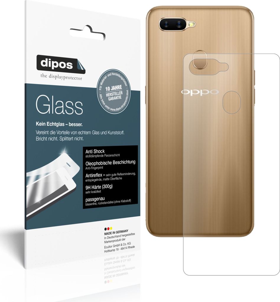 2x Schutzfolie für Oppo AX7 Rückseite matt - Anti-Shock 9H Folie dipos Glass Kunststoffglas