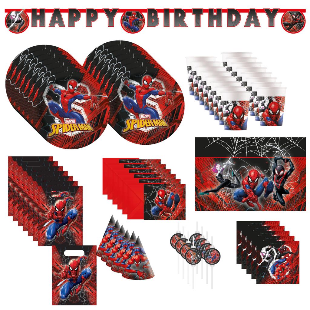 82-tlg. Spiderman World Of Webs Partyset für Kindergeburtstag