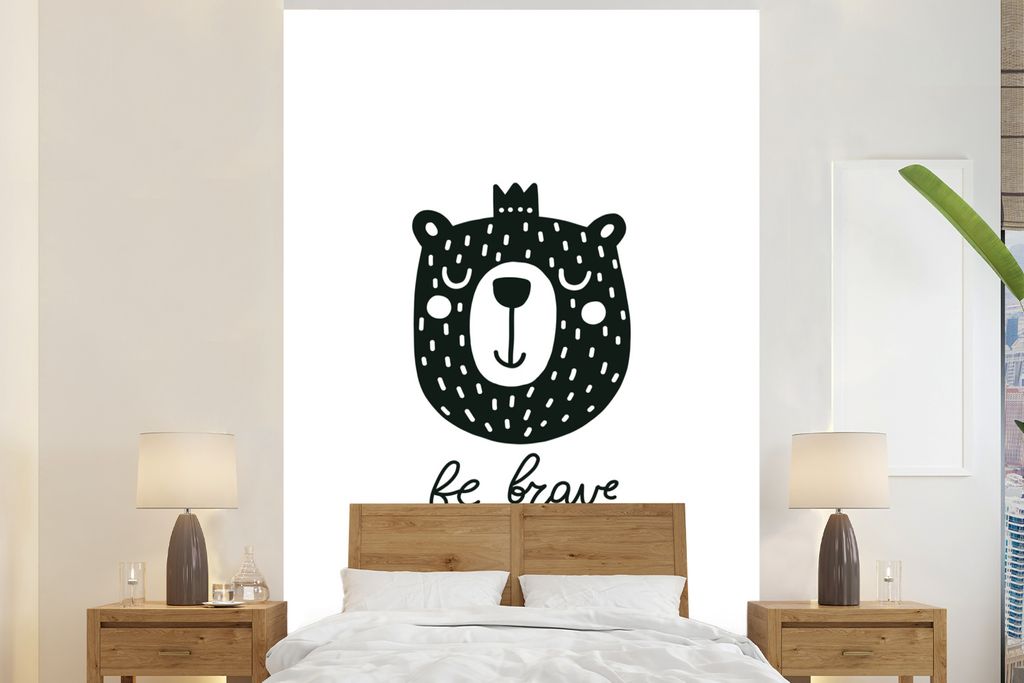 MuchoWow Fototapete für Wohnzimmer oder Schlafzimmer Wandtapete Vinyl Motivtapete Bär - Zitate - Kinder - Jungen - Mädchen - Baby - Kinder - 1...