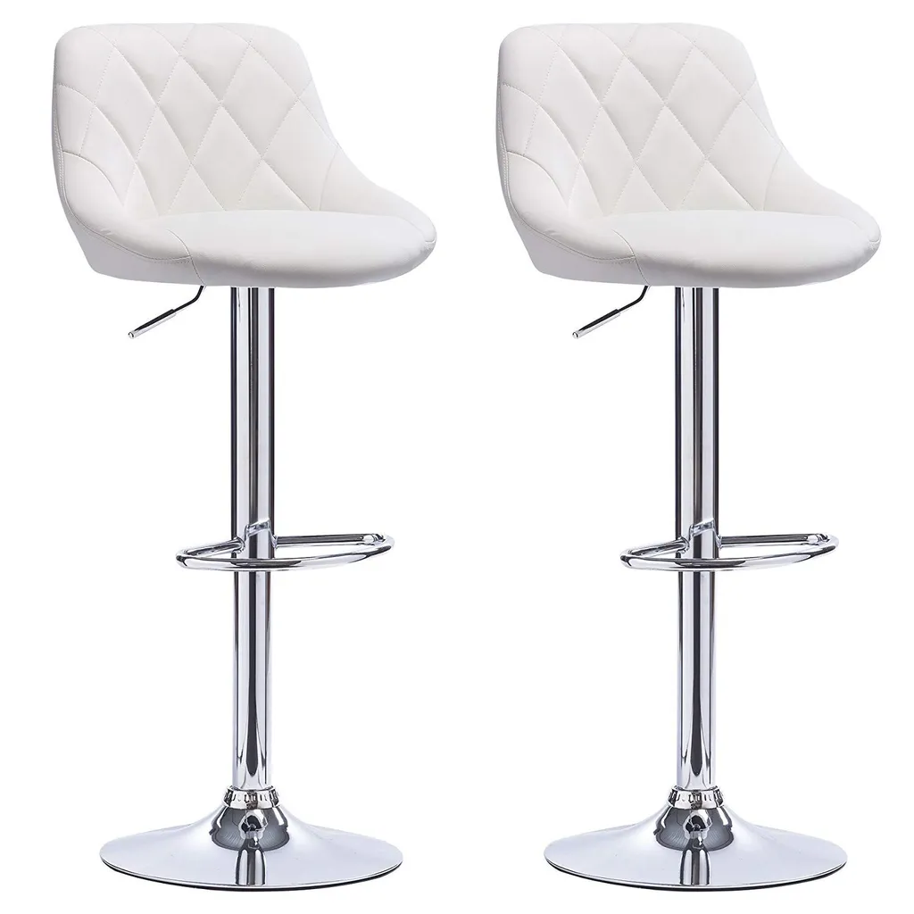 Tabouret de bar pour cuisine blanche lot de 2 sièges hauts réglables