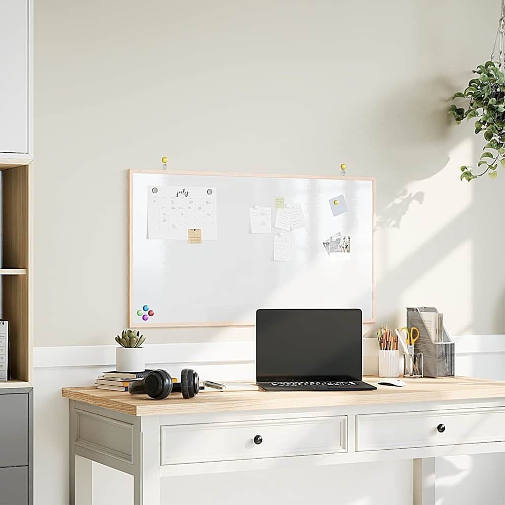 Magnetisches Whiteboard mit massivem Kiefernholzrahmen 100x55cm, Pinnwände Design Möbel