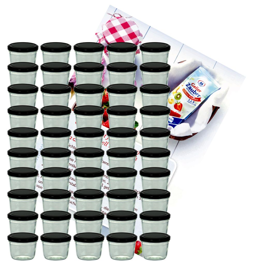 sada 50 sklenic 230 ml na zavařování Do 82 černé víčko Obrázek produktu 