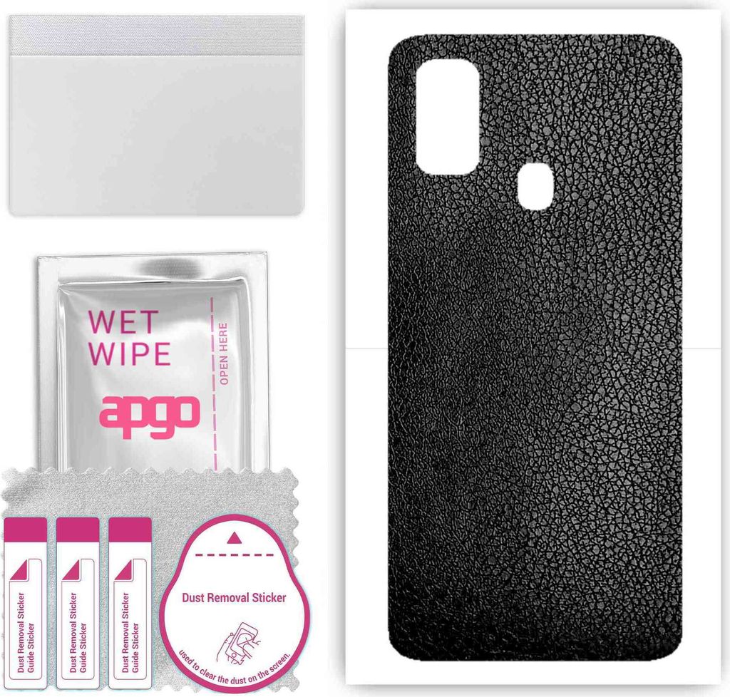 apgo Rückseite Schutzfolie, Skin, kompatibel mit Samsung Galaxy M21, Hinten Displayschutzfolie aus Vinylfolie, kratzfest, einfache Montage - Schwa...