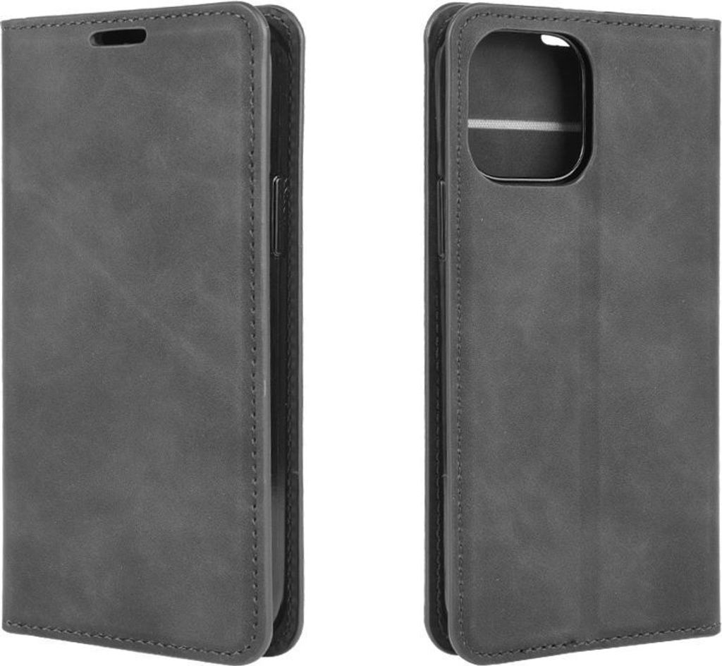 Mobigear Retro Slim iPhone 12 Hülle Klapphülle Geldbörse - Schwarz