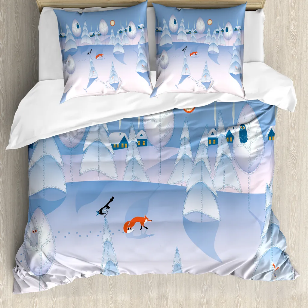 Housse de couette animaux forêt anti-acariens et hypoallergénique 155x220
