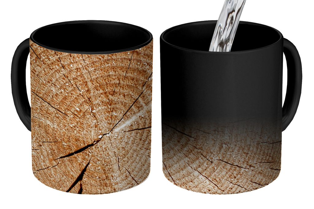 KitchenYeah Zauber Tasse Zaubertasse Magic Baumstamm - Baum - Struktur - Holz 350 ml Farbwechsel Becher Geschenk Geschenkidee - Magic-Tasse - Fot...