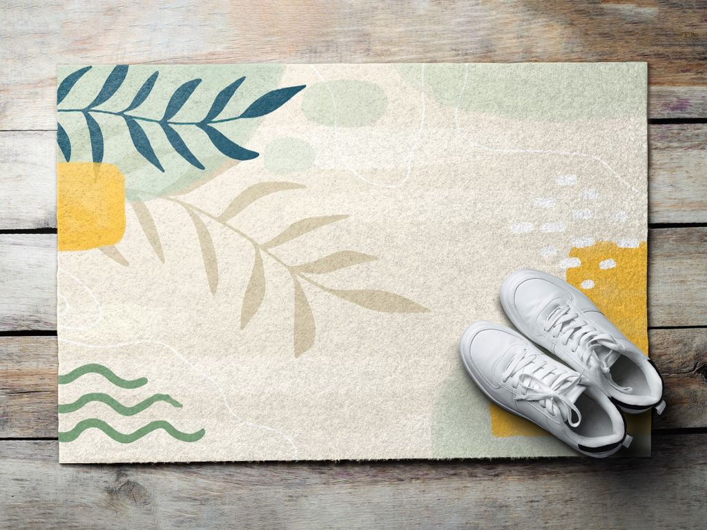 Fußmatte Aussen - Schuhmatte Haustür- Schmutzfangmatte Türvorleger - Outdoor Teppich Schmutzfänger - 60x40 cm - Gemüseabstraktion