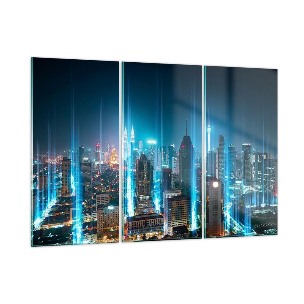 Bilder auf glas - Stadt Nacht Straße - 165x110cm - Glasbilder - Wandbilder - Kunstdruck - zum Aufhängen bereit - Wanddekoration aus Glas - Glas B...