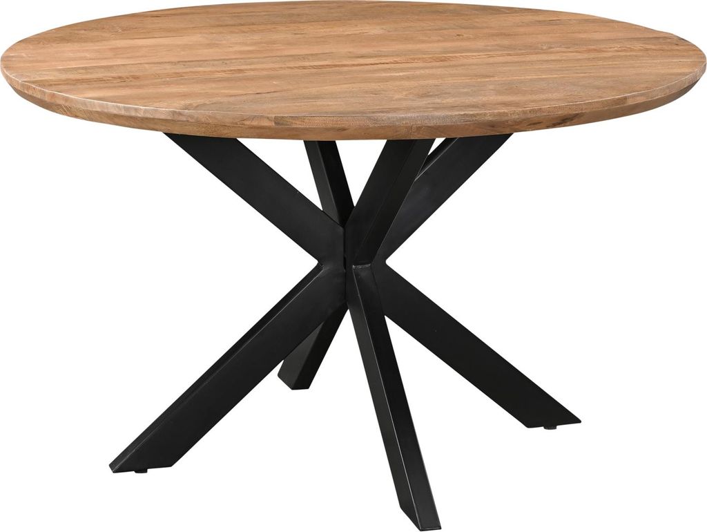 Livingfurn – Esstisch Jesper Rund 130 cm – Mangoholz / beschichteter Stahl