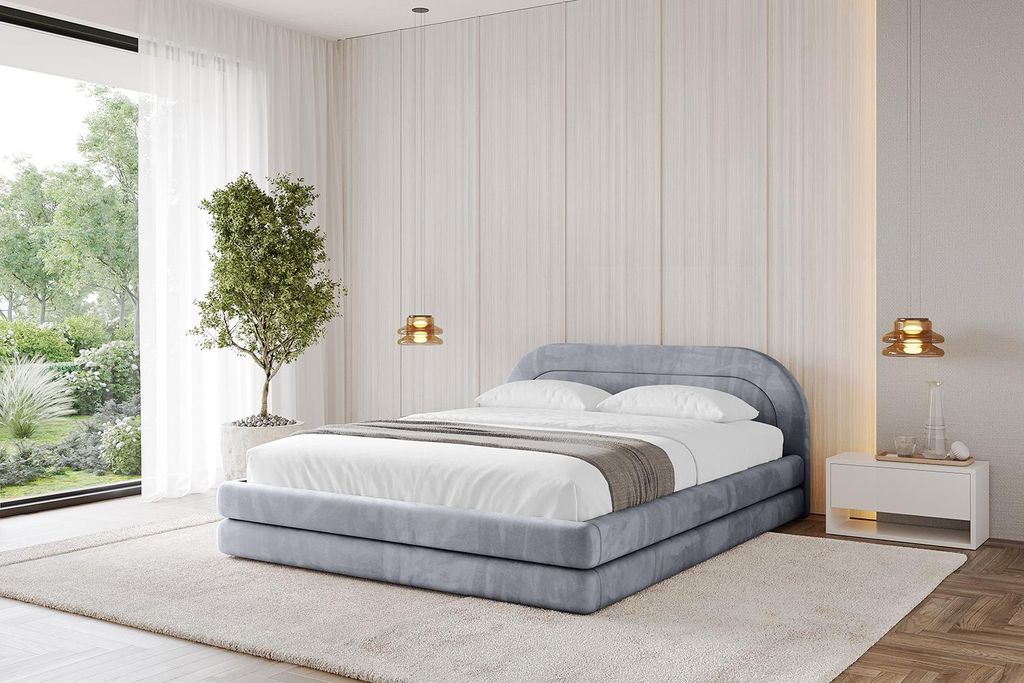 ALTDECOR Polsterbett mit Bettkasten - LERIS-v1 200x200 Grau - Bett mit Matratze H3/H4, Kopfteil, Boxbett, Doppelbett mit Stauraum