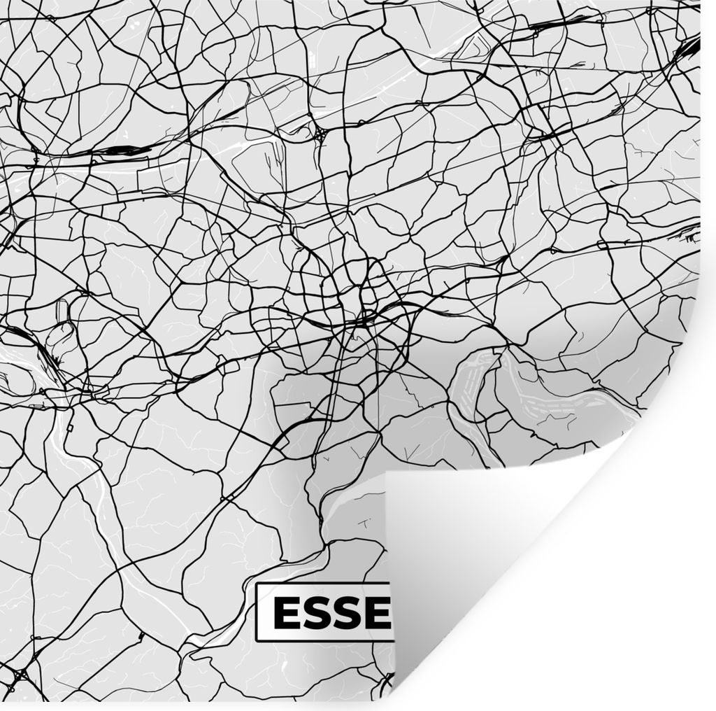 MuchoWow Wandtattoo Wandsticker Wandaufkleber Essen - Karte - Deutschland - Stadtplan 50x50 cm Selbstklebend und Repositionierbar - Selbstklebend...