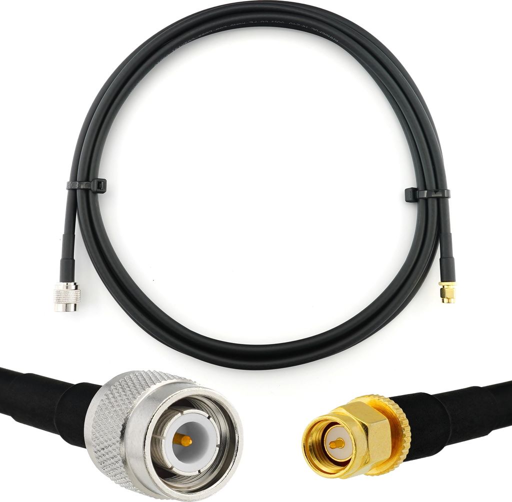 1m TNC Stecker auf SMA Stecker Koaxialkabel — TNC SMA Verlängerungskabel HF-240 (LMR 240 Äquivalent) 1 Meter Jumper Kabel (50 Ohm) — Schwarz ...