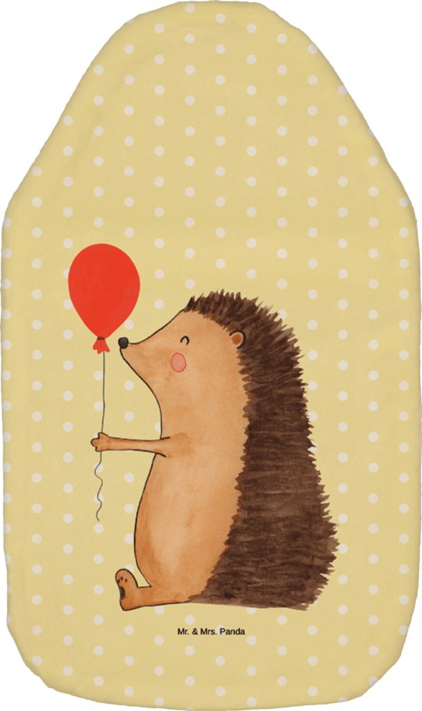 Mr. & Mrs. Panda Wärmflasche Igel Luftballon - Gelb Pastell - Geschenk, Happy Birthday, Bettflasche, wärmebeutel, Wärmekissen, Wärmflaschen, Lu...