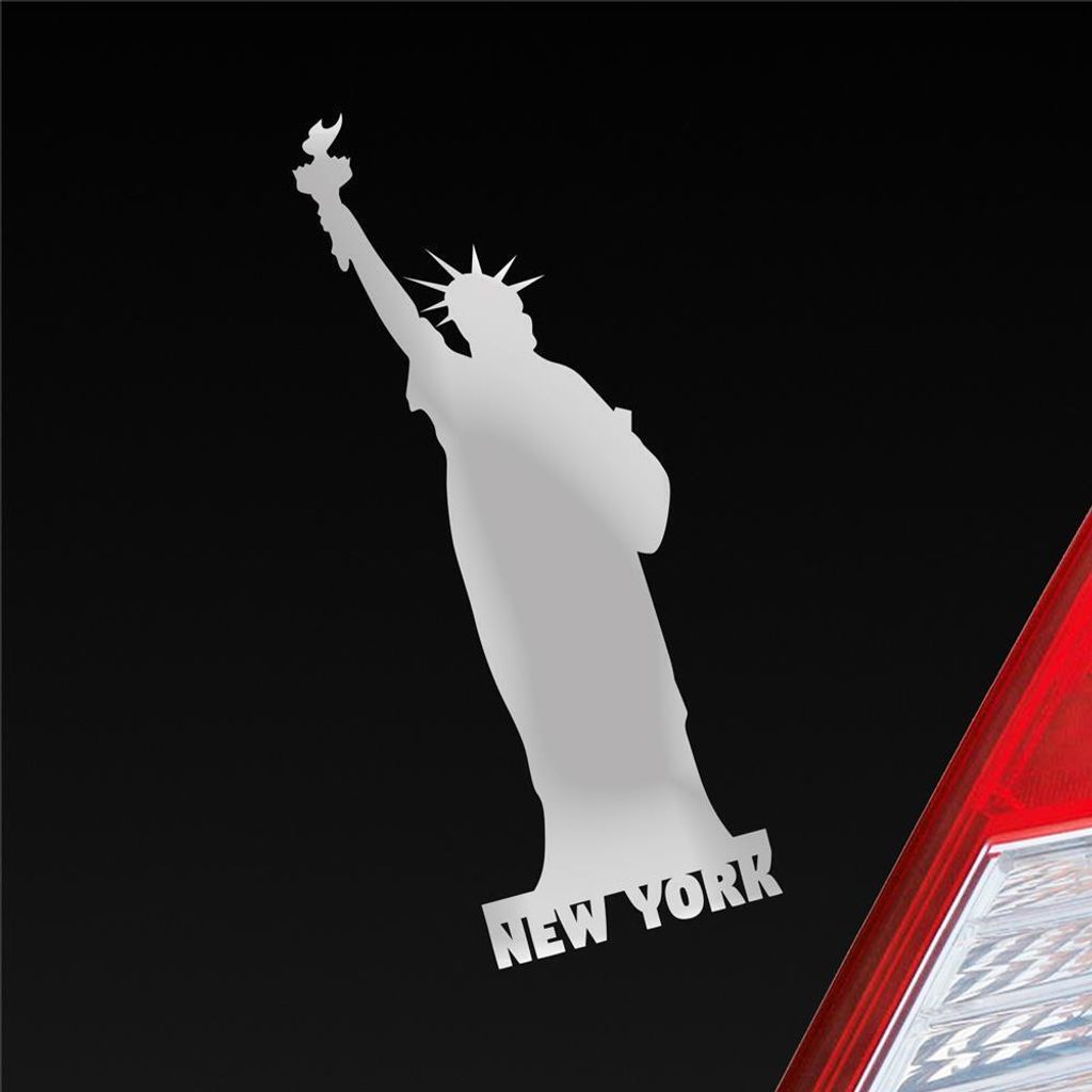 Auto Aufkleber Freiheitsstatue New York Statue of Liberty Car 7x19 cm Silber Sticker Heckscheibenaufkleber