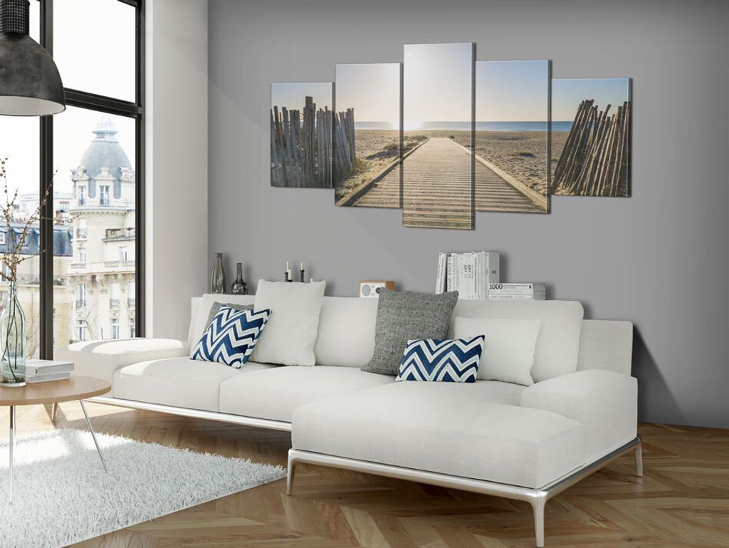 Akustikbild Strand Meer 200x100 cm Bilder Akustikschaum Hochleistungsschallabsorber Schallschutz Leinwand 5 tlg Wandbild Raumakustik Schalldämmung...