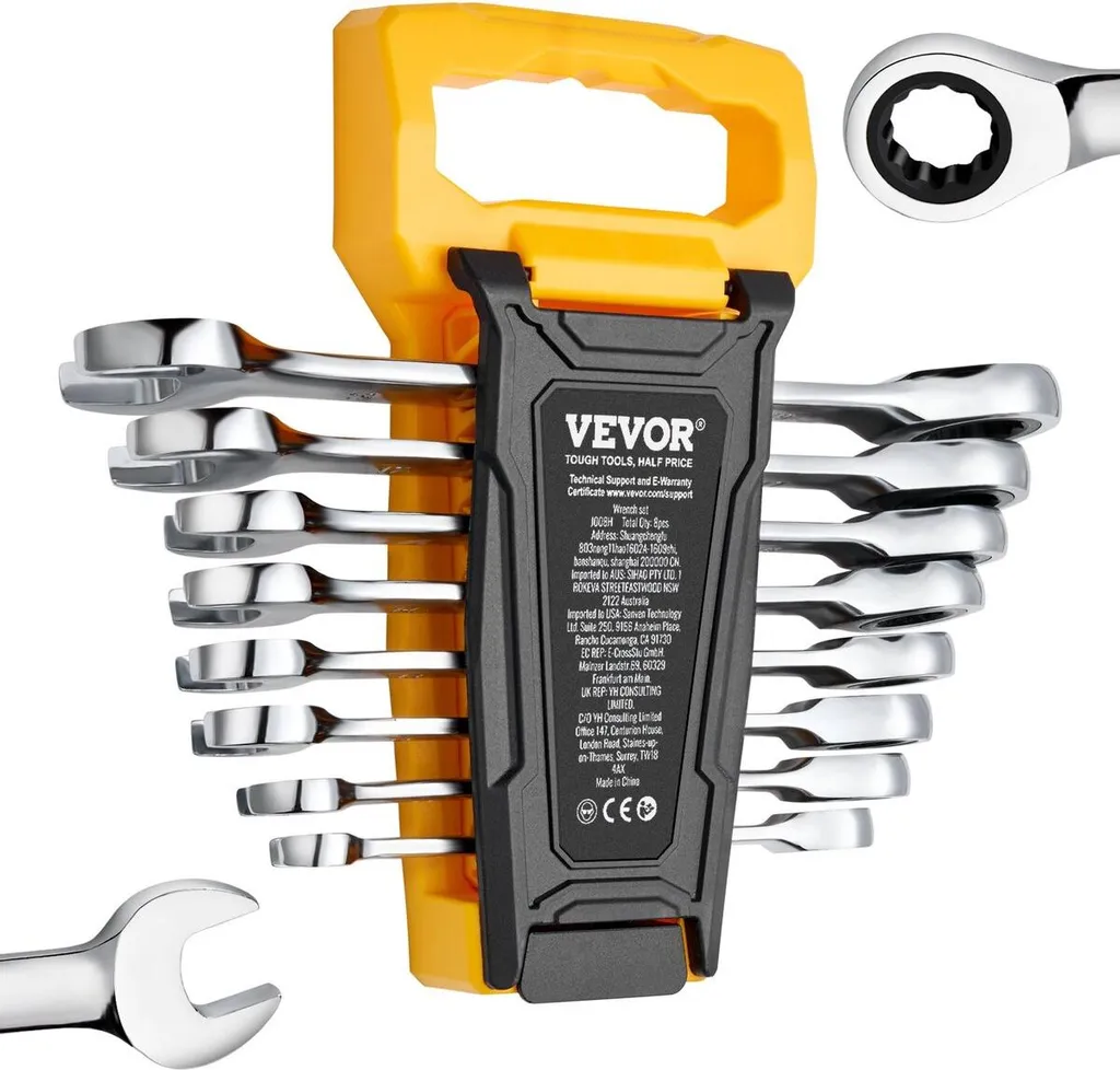 Organizer Chiavi Combinate 8-19mm: Set 8 Pezzi in Acciaio Cr-V