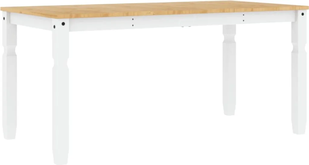 Grande table de cuisine rectangulaire blanche en bois massif 160x80x75 cm