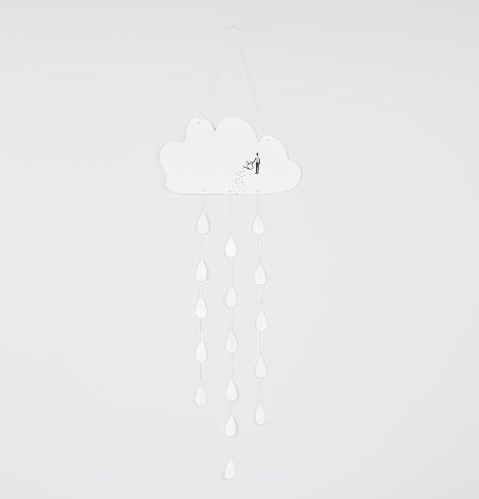 Räder Bildergeschichten Dekokette Wolkenbild mit Figur und Gießkanne, Blindprägung, Schwarz