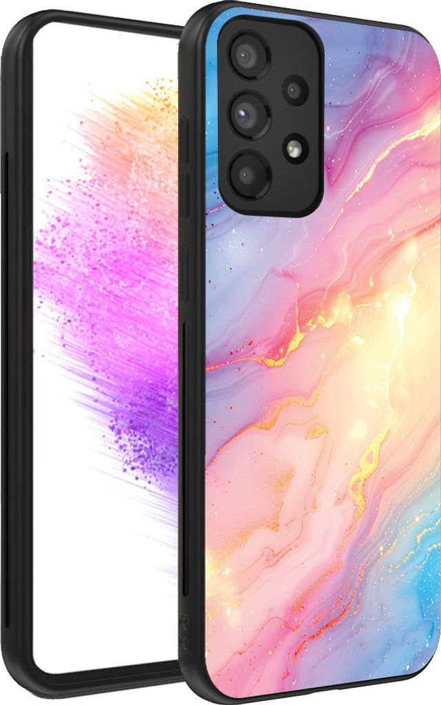 Smartphonica Handyhülle geeignet für Samsung Galaxy A73 5G mit Regenbogen Glitter Marmor Print - TPU Backcover Case Regenbogen Glitter Marmor Design