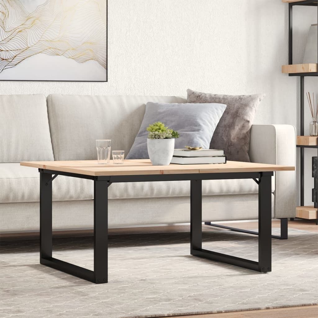 Maison Exclusive - Couchtisch O-Gestell 80x80x45cm Massivholz Kiefer und Stahl