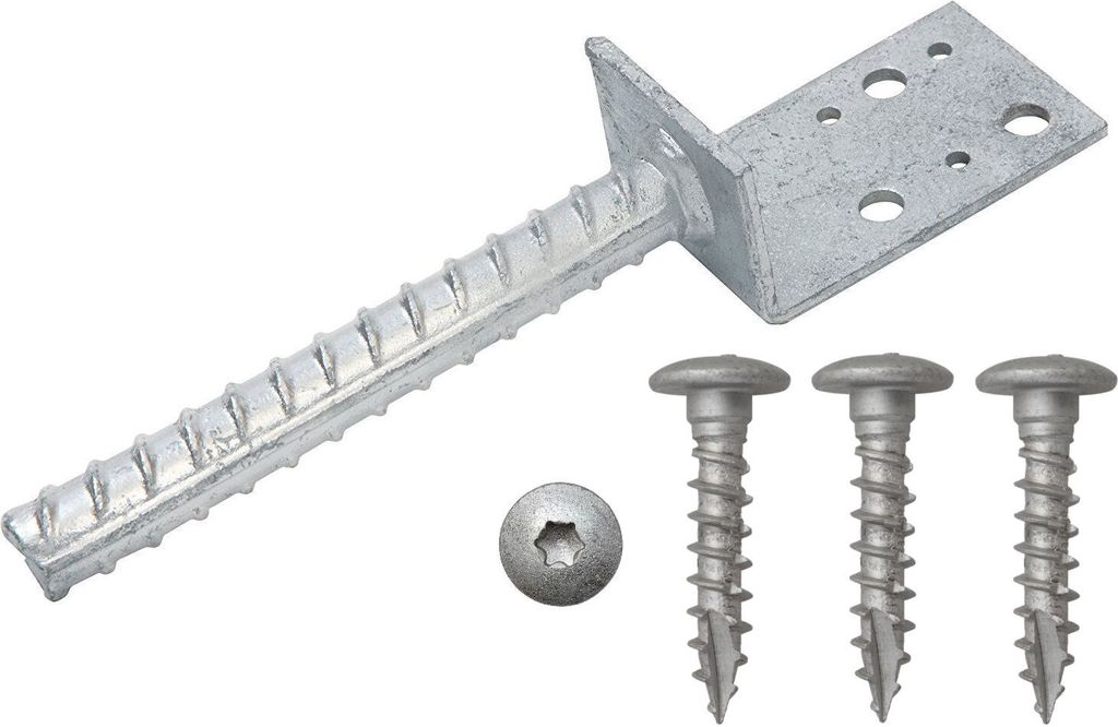L - Pfostenträger 80 x 40 x 4 mm Stahl verzinkt 1 Stück - mit Pfostenschrauben