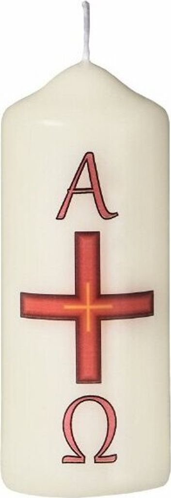 Osterkerze Kreuz mit A & O, 100 x Ø 40 mm (#7970)