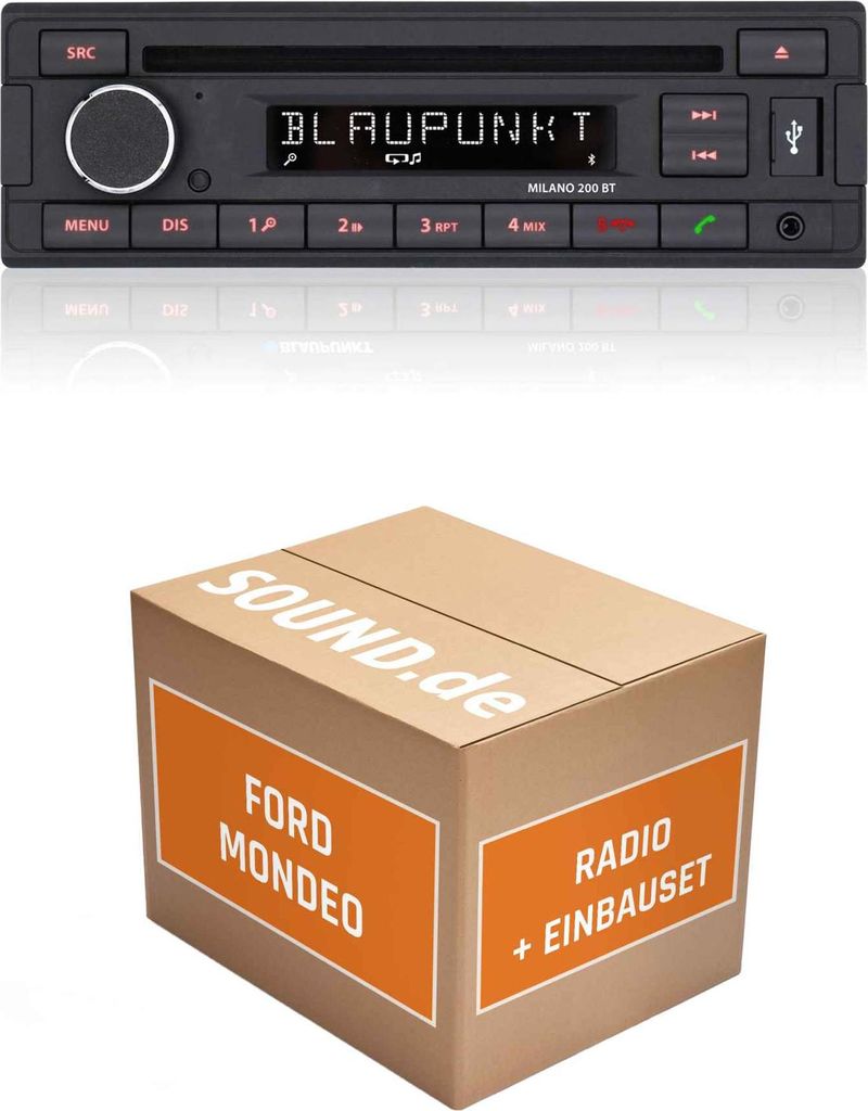 Autoradio Einbaupaket Blaupunkt Milano 200 BT passend für Ford Mondeo 01 MK3 | Bluetooth USB