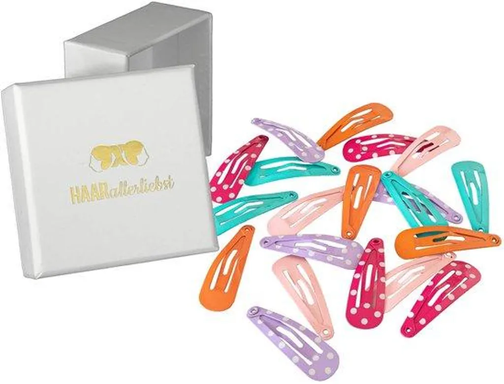 Barrettes clic-clac enfant lot de 20 pour l'école à pois rose 3 cm