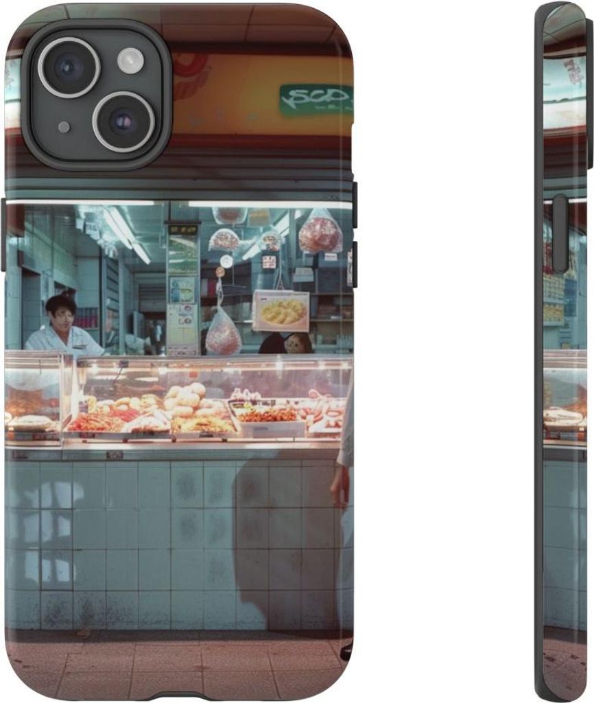 Straßenimbiss-Szene – Hülle Kompatibel mit iPhone 15 Plus