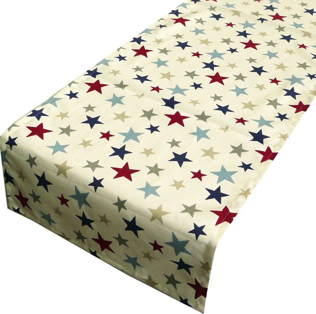 Schöner Leben Tischläufer Funky Stars Sterne creme blau rot 40x160cm