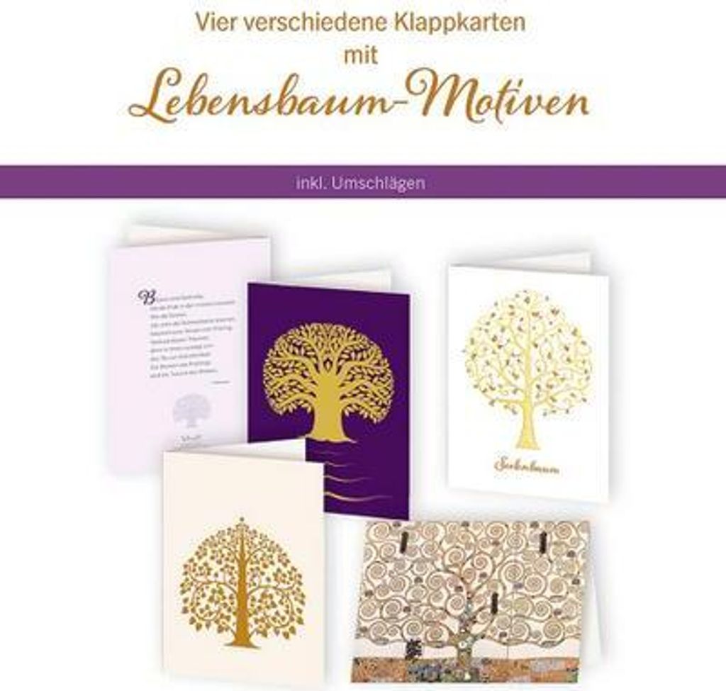 4er-Set Klappkarten »Lebensbaum«
