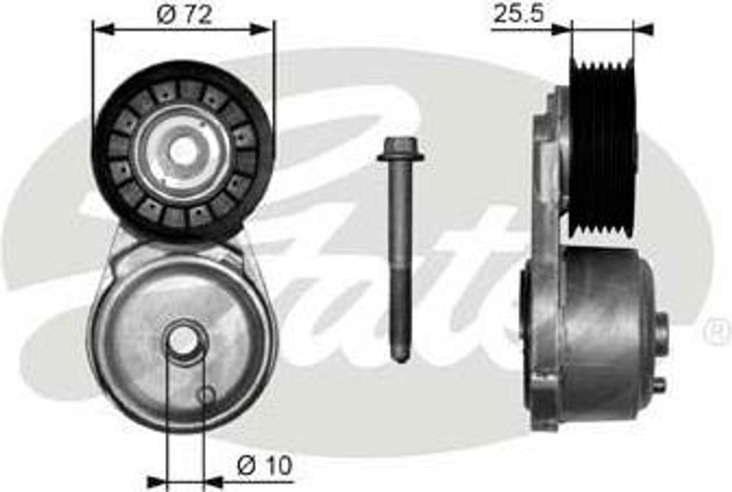 GATES T38103 Riemenspanner, Keilrippenriemen OE 10239670 kompatibel mit S10, C1500, Blazer