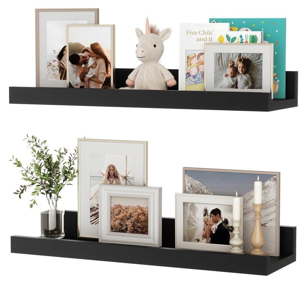 Wandregal, 2er-Set, 40 cm schwebendes Regal aus MDF-Holz, Wandablage für Bilderrahmen und Dekorationen, Industriedesign, geeignet für Arbeitszimm...