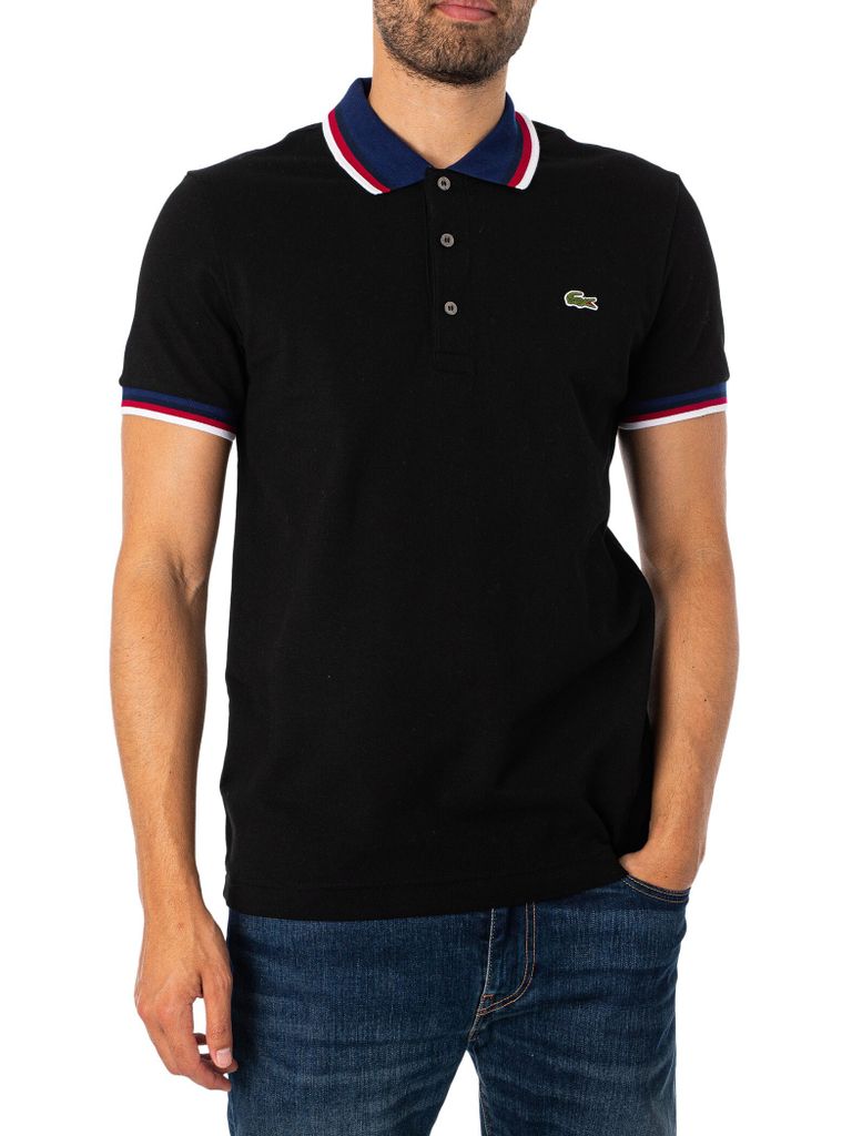 Lacoste Poloshirt mit Streifenkragen, Schwarz XXL Produktbild 