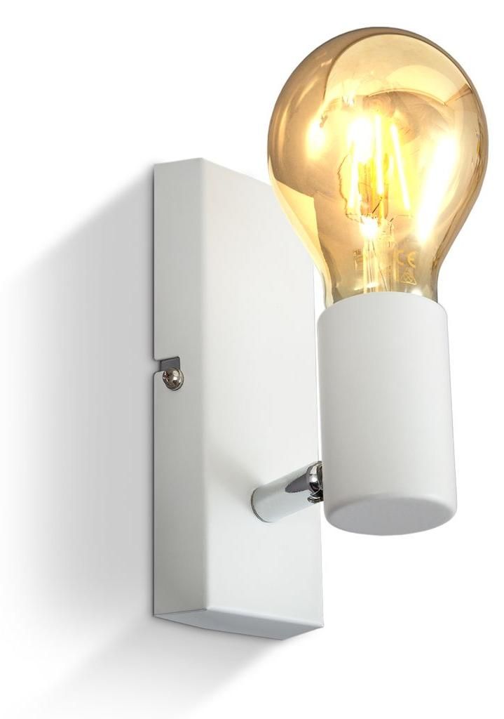 B.K.Licht Applique murale retro orientable blanche Image du produit 
