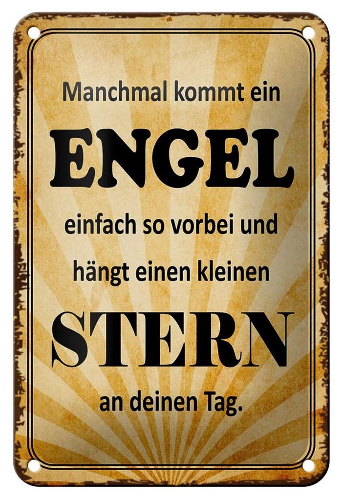 Blechschild Spruch 12x18cm manchmal kommt ein Engel