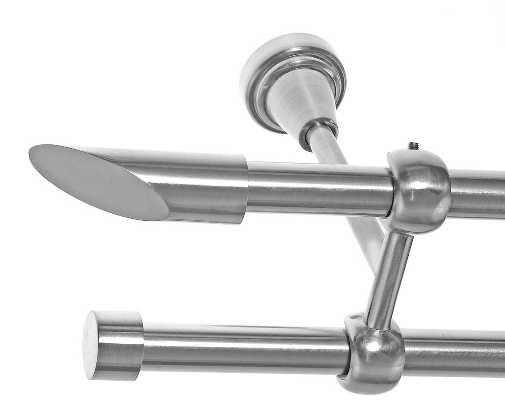 Gardinenstange Set Edelstahl Look Metall Ø 16mm zur Produktbild 