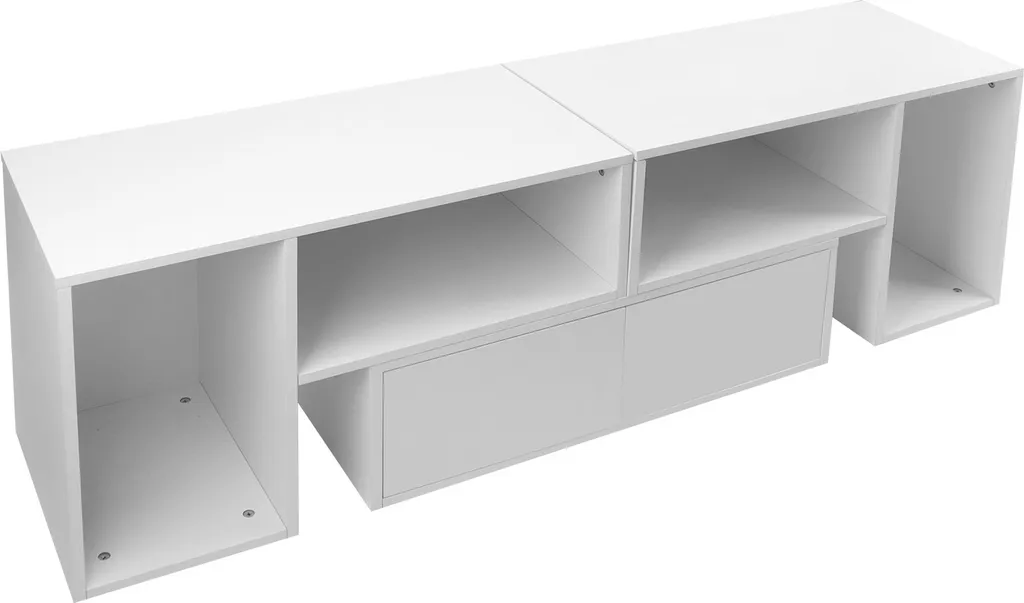 Buffet TV réglable avec éclairage LED - Meuble multimédia à tiroir chic