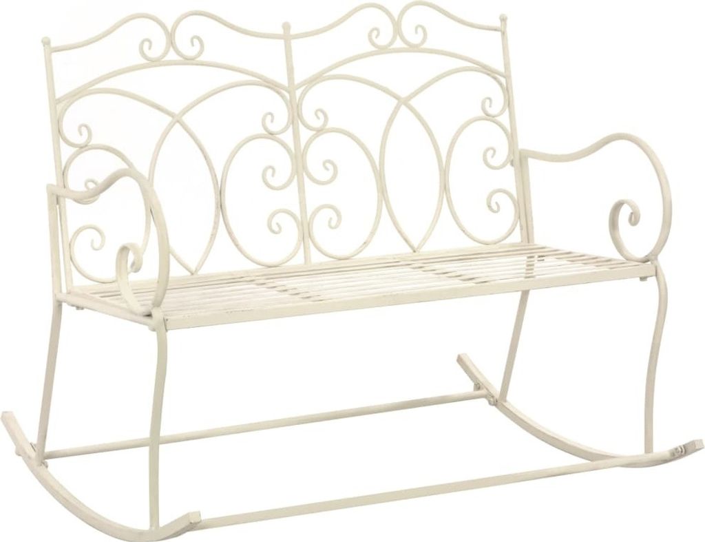 Gartenbank 104 cm Eisen Antik Weiß Produktbild 