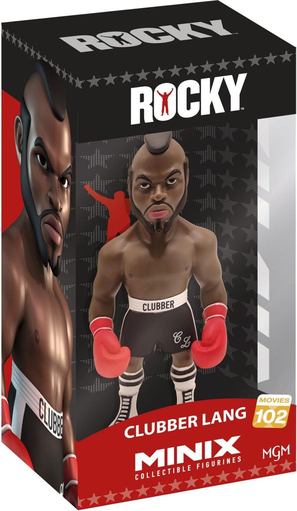 A product box for a collectible figurine of Clubber Lang from Rocky.