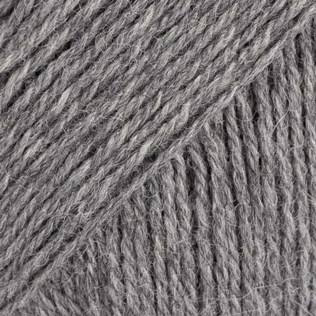 Drops Flora Wolle 04 Mittelgrau Mix - 65% Wolle, 35% Alpaka, leicht & warm, 50g/210m