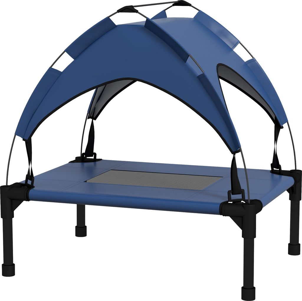 Hundebett mit Dach, Outdoor, tragbar, wasserabweisend, bis 30 kg, 61 x 46 x 63 cm, Dunkelblau