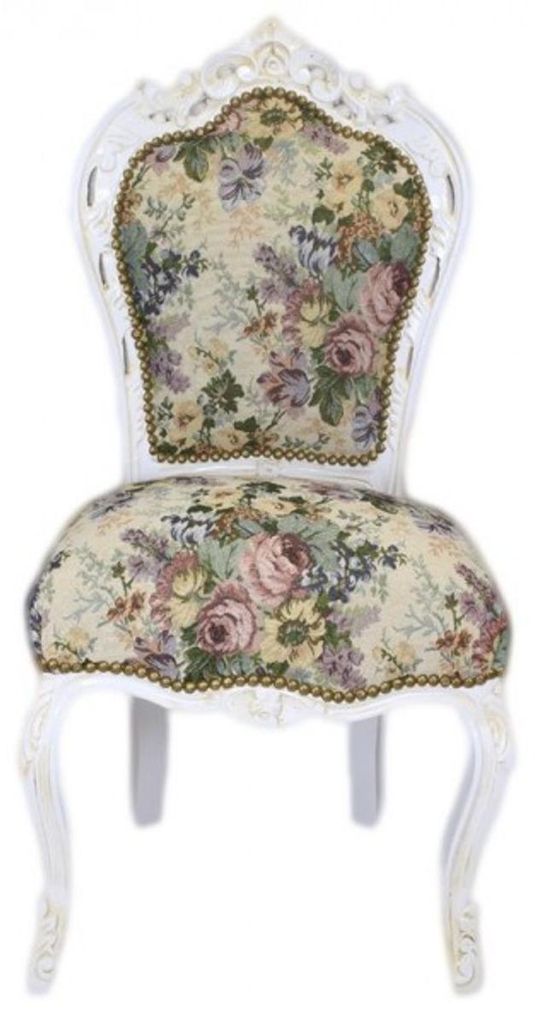 Casa Padrino Barock Esszimmer Stuhl Blumen Muster / Antik Produktbild 