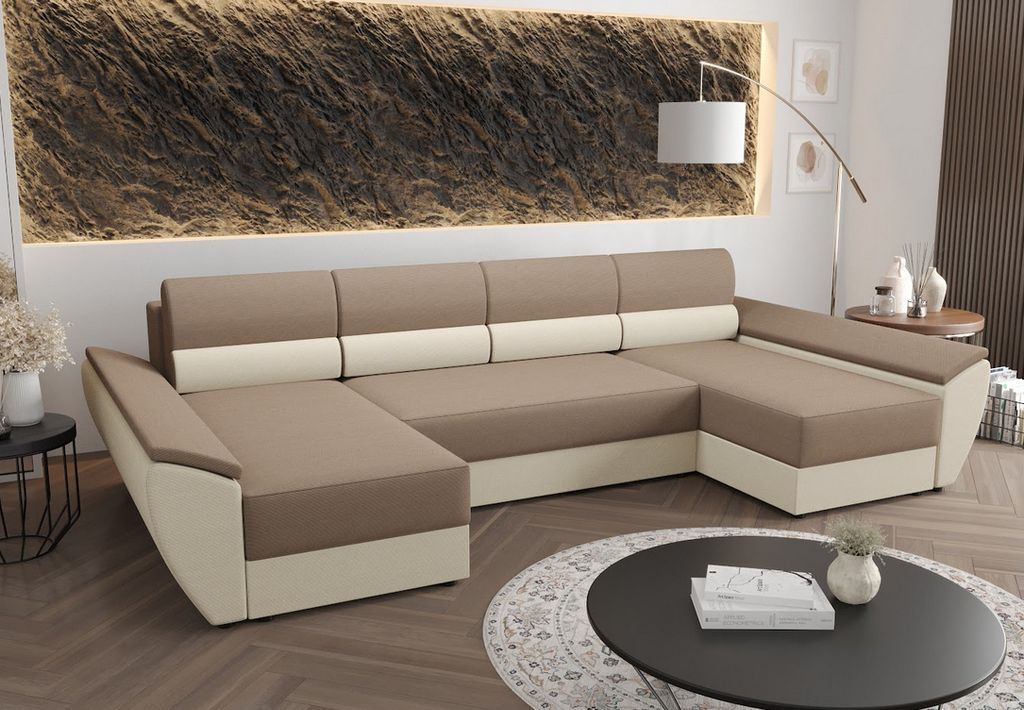 U-förmige Couchgarnitur OPHELIA – Beige/Beige
