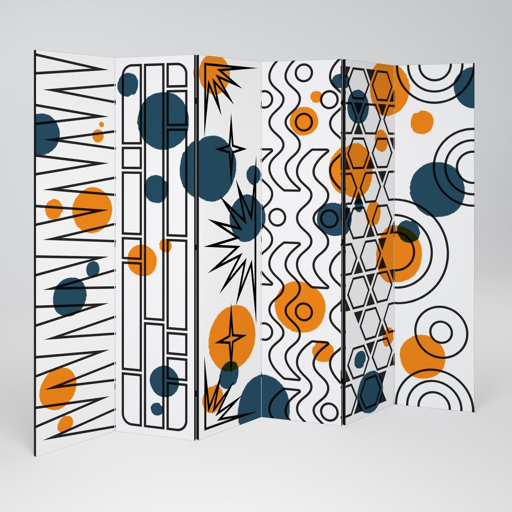 SpaceRebels Paravent Raumteiler - 6-teilig Raumtrenner, Druck 2-Seite - Raumtrenner - Trennwand Wohnung - Room Divider - Spanische Wand Deko Modern...