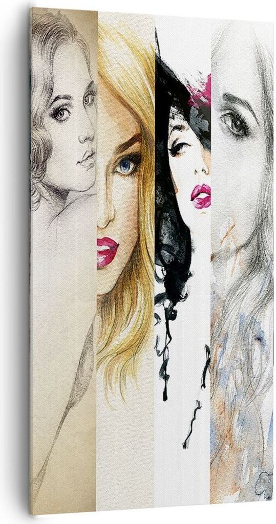 Bild auf Leinwand - Leinwandbild - Frauen Schönheit Dame Illustration - 65x120cm - Wand Bild - Wanddeko - Leinwanddruck - Bilder - Kunstdruck - Le...